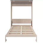 Lit escamotable Queen Size, Lit mural queen en bois avec lumières LED, Lit escamotable pliant avec coffre pour chambre d'amis, Beige