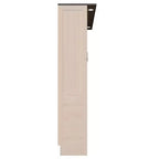 Lit escamotable Queen Size, Lit mural queen en bois avec lumières LED, Lit escamotable pliant avec coffre pour chambre d'amis, Beige