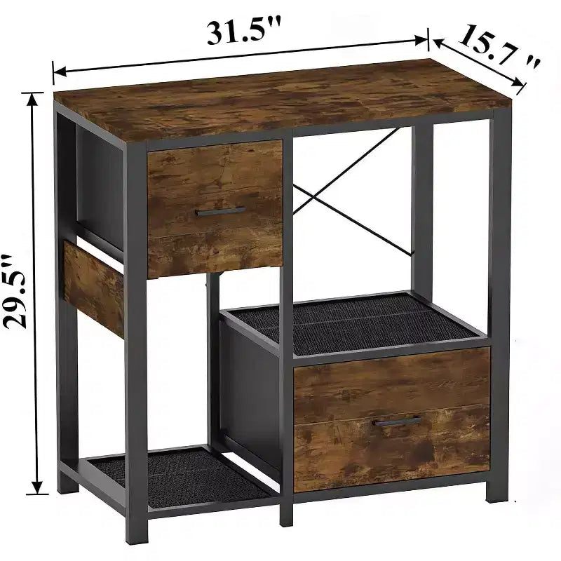 Meuble d'aquarium de 75-110 litres avec prises électriques, meuble en métal et bois robuste avec 2 tiroirs et pieds solides