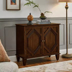 34 Meuble d'appoint géométrique, Buffet de rangement moderne à 2 portes avec étagère réglable pour entrée, salon - Panipeachy