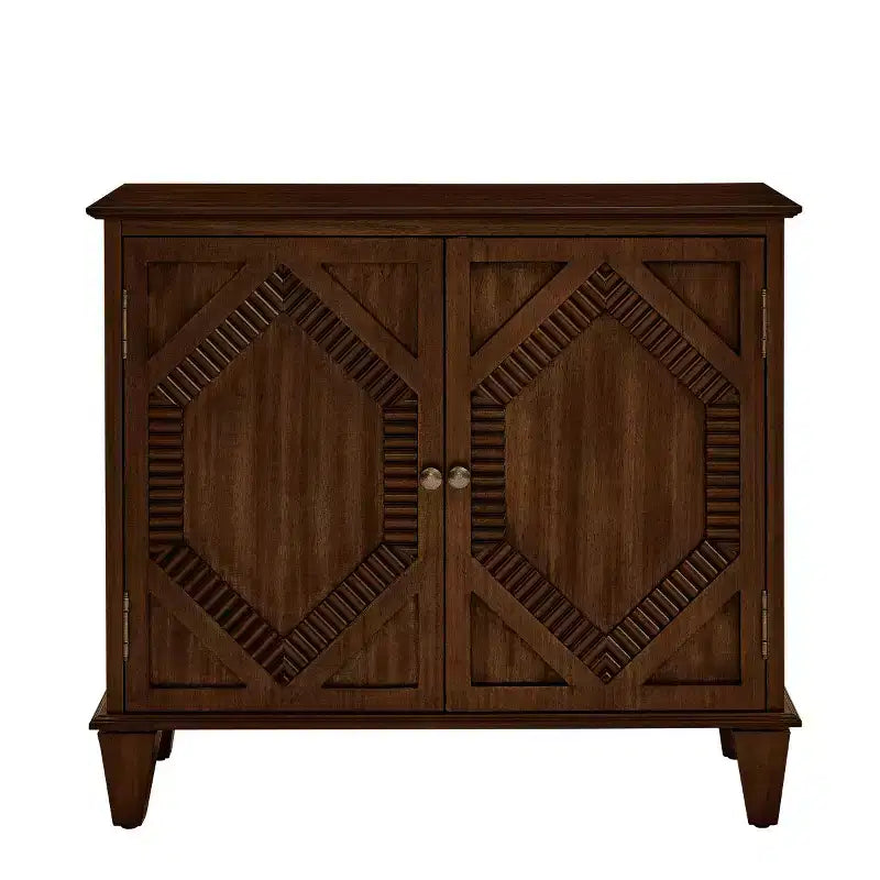 34 Meuble d'appoint géométrique, Buffet de rangement moderne à 2 portes avec étagère réglable pour entrée, salon - Panipeachy