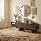 JVNOXK 78 Meuble TV Moderne du Milieu du Siècle pour Téléviseurs de 65+ Pouces, Console TV avec Armoires de Rangement pour Salon, Meuble de Rangement pour Centre de Divertissement