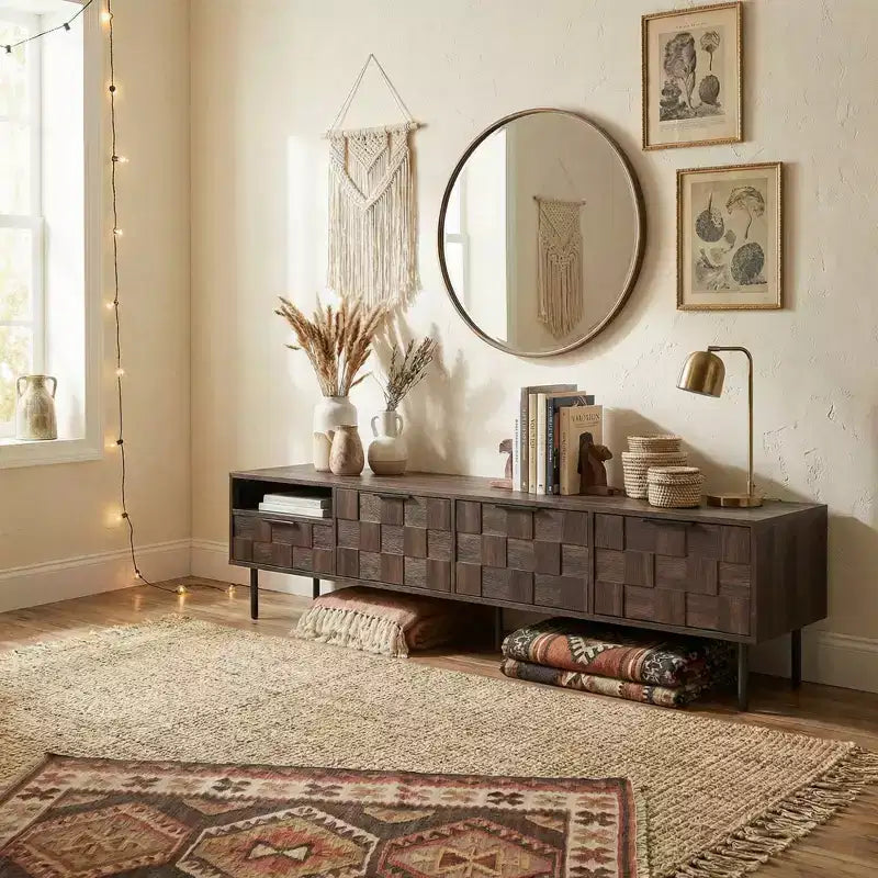 JVNOXK 78 Meuble TV Moderne du Milieu du Siècle pour Téléviseurs de 65+ Pouces, Console TV avec Armoires de Rangement pour Salon, Meuble de Rangement pour Centre de Divertissement