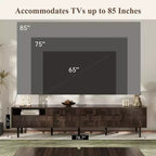 JVNOXK 78 Meuble TV Moderne du Milieu du Siècle pour Téléviseurs de 65+ Pouces, Console TV avec Armoires de Rangement pour Salon, Meuble de Rangement pour Centre de Divertissement