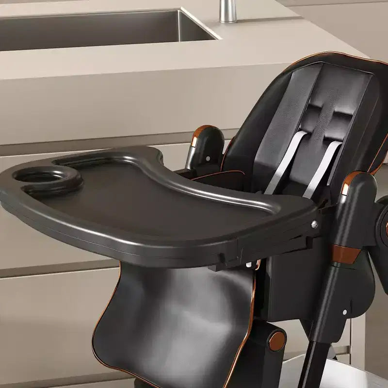 Chaise Haute Portable Réglable Siège d'Alimentation pour Bébé à Tout-Petit (0-6 Ans) avec Roues Verrouillables, Ceinture 5 Points et Design Facile à Nettoyer, pour la Maison