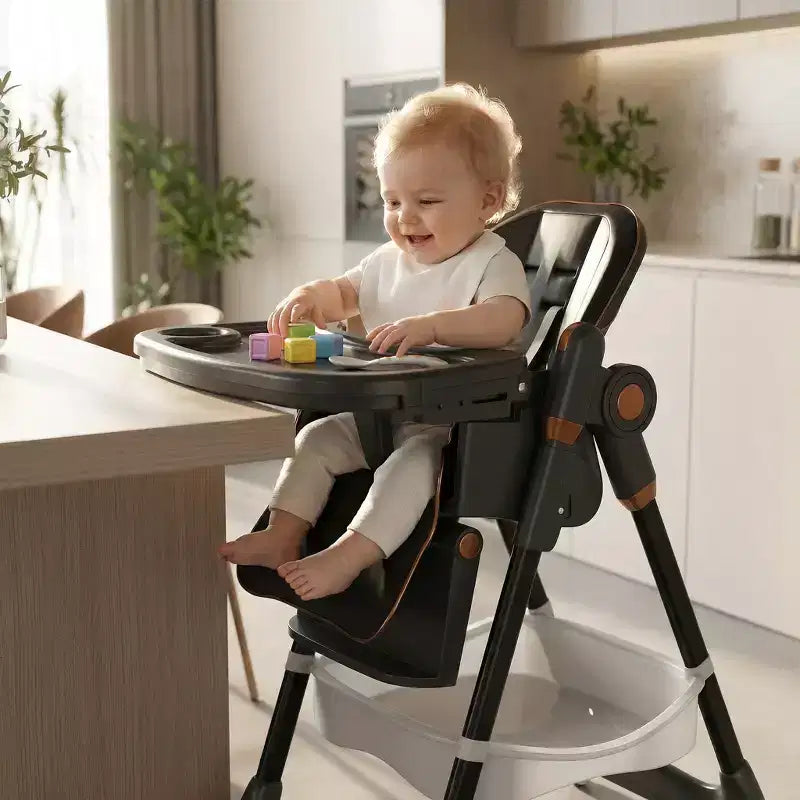 Chaise Haute Portable Réglable Siège d'Alimentation pour Bébé à Tout-Petit (0-6 Ans) avec Roues Verrouillables, Ceinture 5 Points et Design Facile à Nettoyer, pour la Maison