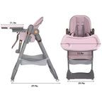 Chaise Haute Portable Réglable Siège d'Alimentation pour Bébé à Tout-Petit (0-6 Ans) avec Roues Verrouillables, Ceinture 5 Points et Design Facile à Nettoyer, pour la Maison