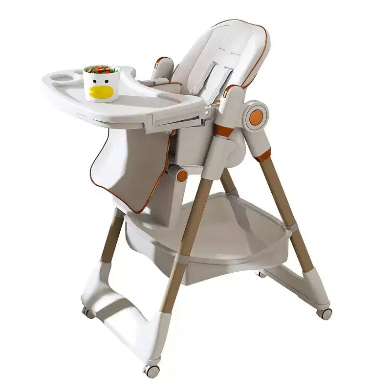 Chaise Haute Portable Réglable Siège d'Alimentation pour Bébé à Tout-Petit (0-6 Ans) avec Roues Verrouillables, Ceinture 5 Points et Design Facile à Nettoyer, pour la Maison