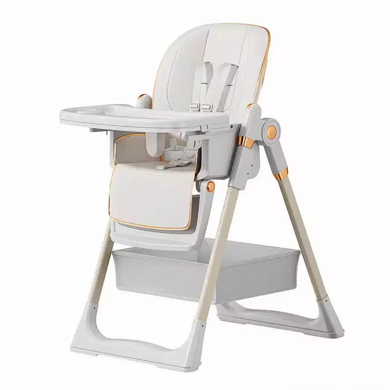 Chaise Haute Portable Réglable Siège d'Alimentation pour Bébé à Tout-Petit (0-6 Ans) avec Roues Verrouillables, Ceinture 5 Points et Design Facile à Nettoyer, pour la Maison