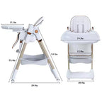 Chaise Haute Portable Réglable Siège d'Alimentation pour Bébé à Tout-Petit (0-6 Ans) avec Roues Verrouillables, Ceinture 5 Points et Design Facile à Nettoyer, pour la Maison