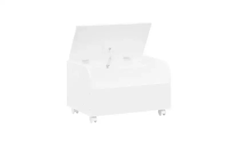 Banc de Rangement en Bois JVNOXK avec 4 Roulettes Pivotantes, Étagère Frontale, Couvercle Relevable et Charnières de Sécurité. Idéal pour l'Organisation de la Salle de Jeux