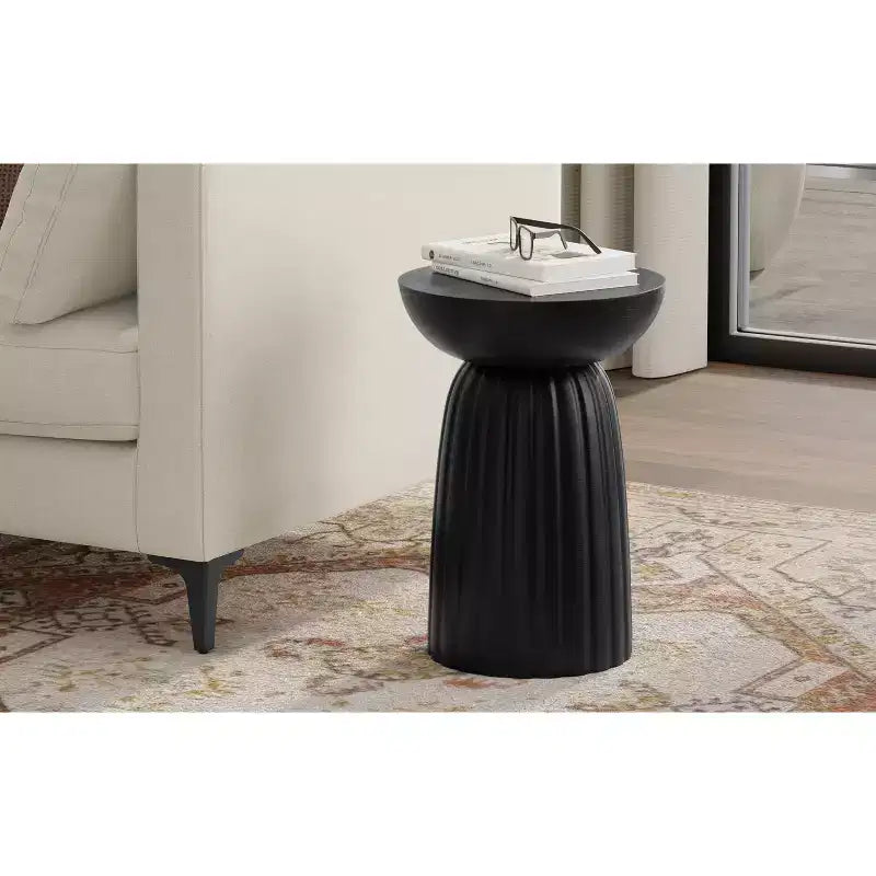 Table d'appoint contemporaine en manguier massif à rayures Willis, 33 cm de large