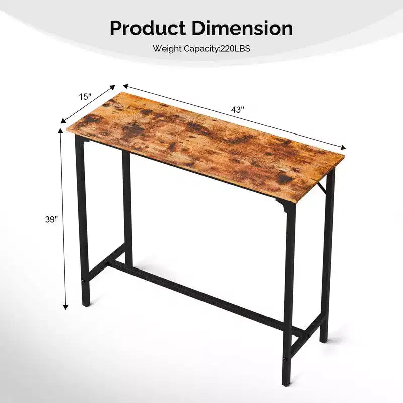 Table de bar rectangulaire Karl Home 43'' hauteur comptoir Table de pub Table console