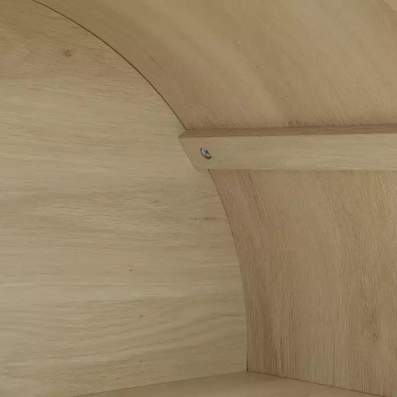 70 Armoire de Rangement Moderne Arcée avec Portes en Verre, Buffet de Cuisine Naturel pour Salle à Manger ou Salon-Panipeachy