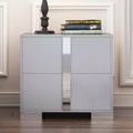 MAYEERTY Nightstand with Metal Foot 2 Drawers for Bedroom Living Room Gray