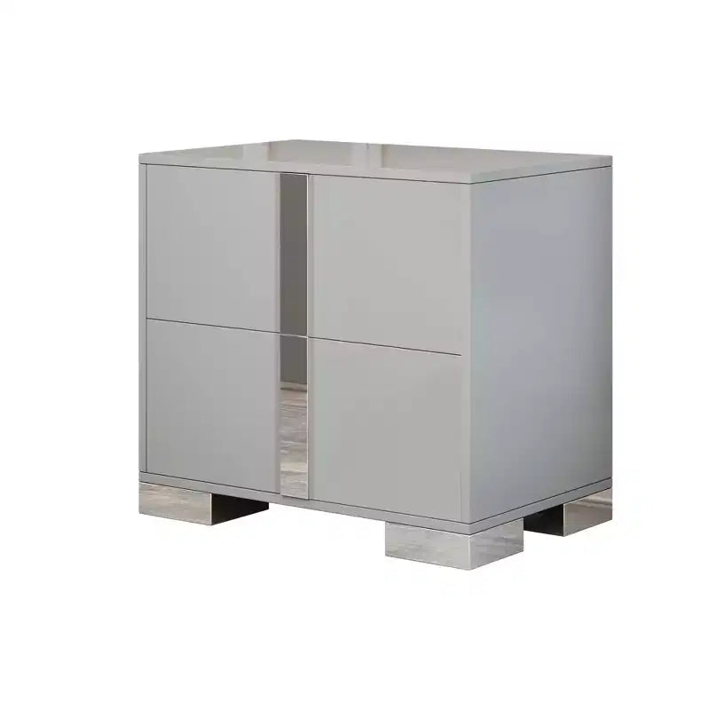 Table de chevet MAYEERTY avec pieds en métal, 2 tiroirs, pour chambre ou salon, Gris