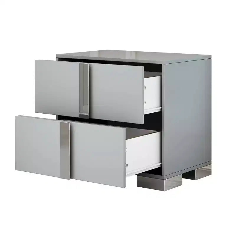 Table de chevet MAYEERTY avec pieds en métal, 2 tiroirs, pour chambre ou salon, Gris