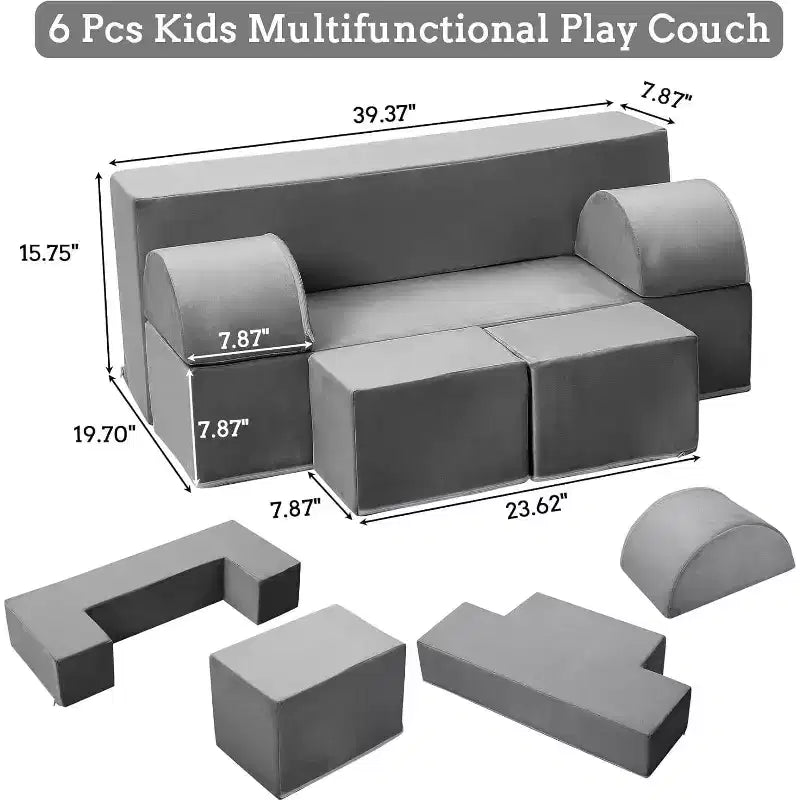 Canapé de jeu en mousse pour tout-petits - Ensemble de canapé souple convertible avec housse lavable détachable, mousse sûre non toxique pour la lecture, le jeu et le sommeil