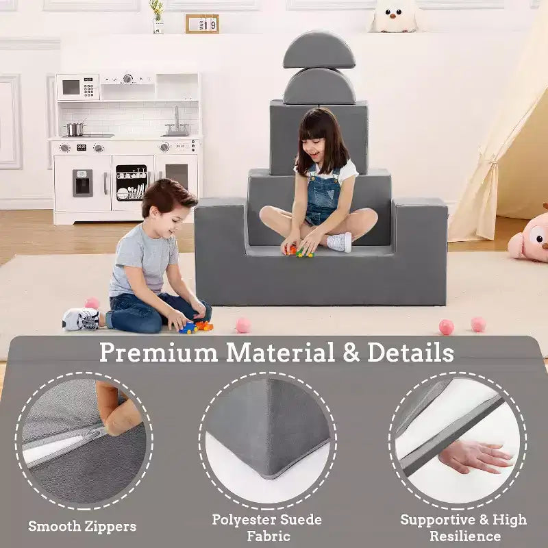 Canapé de jeu en mousse pour tout-petits - Ensemble de canapé souple convertible avec housse lavable détachable, mousse sûre non toxique pour la lecture, le jeu et le sommeil