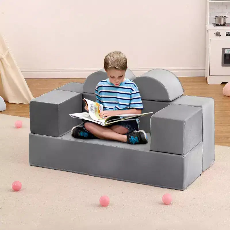 Canapé de jeu en mousse pour tout-petits - Ensemble de canapé souple convertible avec housse lavable détachable, mousse sûre non toxique pour la lecture, le jeu et le sommeil