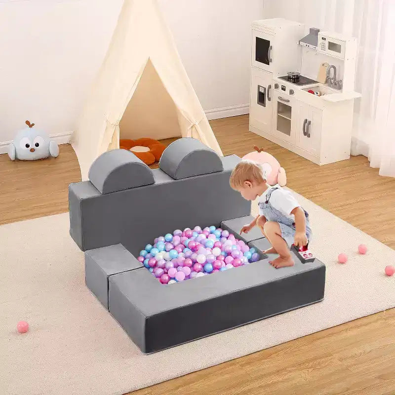Canapé de jeu en mousse pour tout-petits - Ensemble de canapé souple convertible avec housse lavable détachable, mousse sûre non toxique pour la lecture, le jeu et le sommeil