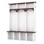 Clihome Banc de rangement en bois style ferme avec 5 crochets