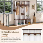 Clihome Banc de rangement en bois style ferme avec 5 crochets