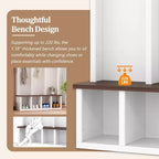 Clihome Banc de rangement en bois style ferme avec 5 crochets