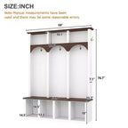 Clihome Banc de rangement en bois style ferme avec 5 crochets
