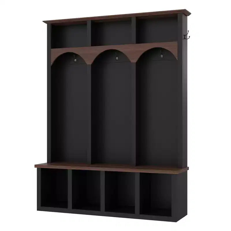 Clihome Banc de rangement en bois style ferme avec 5 crochets