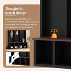 Clihome Banc de rangement en bois style ferme avec 5 crochets