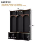 Clihome Banc de rangement en bois style ferme avec 5 crochets