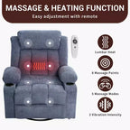 Fauteuil inclinable pivotant sur 360° surdimensionné avec fonctions chauffante et massante. Fauteuil à bascule large pour personnes de grande taille et fortes, 3 positions, porte-gobelets, port USB et pochette. Le fauteuil de relaxation par excellence.