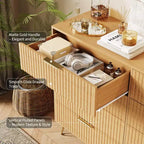 Commode moderne en bois avec 8 tiroirs cannelés, grand meuble de rangement avec poignées métalliques, commode de chambre anti-basculement pour chambre à coucher, salon, couloir