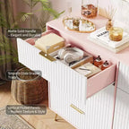 Commode moderne en bois avec 8 tiroirs cannelés, grand meuble de rangement avec poignées métalliques, commode de chambre anti-basculement pour chambre à coucher, salon, couloir