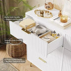 Commode moderne en bois avec 8 tiroirs cannelés, grand meuble de rangement avec poignées métalliques, commode de chambre anti-basculement pour chambre à coucher, salon, couloir