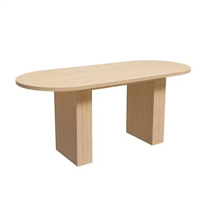 MAYEERTY Table à manger ovale de style ferme, table de cuisine à pied central en lattes de bois avec une capacité de charge de 150 kg, table de salle à manger polyvalente
