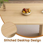 MAYEERTY Table à manger ovale de style ferme, table de cuisine à pied central en lattes de bois avec une capacité de charge de 150 kg, table de salle à manger polyvalente