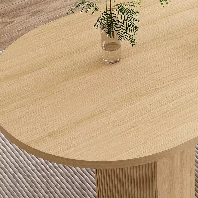 MAYEERTY Table à manger ovale de style ferme, table de cuisine à pied central en lattes de bois avec une capacité de charge de 150 kg, table de salle à manger polyvalente
