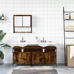 vidaXL Ensemble de meubles de salle de bain avec étagère 3 pcs Bois d'ingénierie Meuble de rangement
