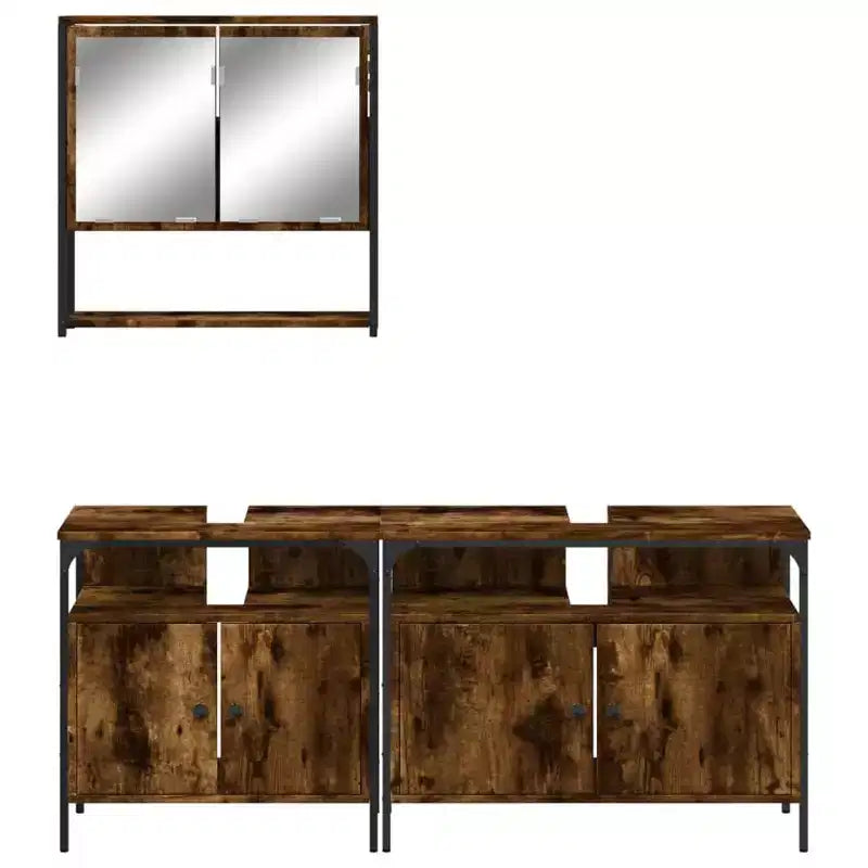 vidaXL Ensemble de meubles de salle de bain avec étagère 3 pcs Bois d'ingénierie Meuble de rangement