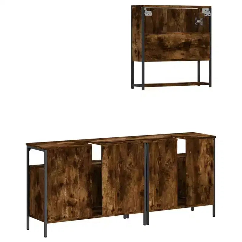 vidaXL Ensemble de meubles de salle de bain avec étagère 3 pcs Bois d'ingénierie Meuble de rangement