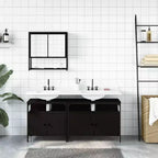 vidaXL Ensemble de meubles de salle de bain avec étagère 3 pcs Bois d'ingénierie Meuble de rangement