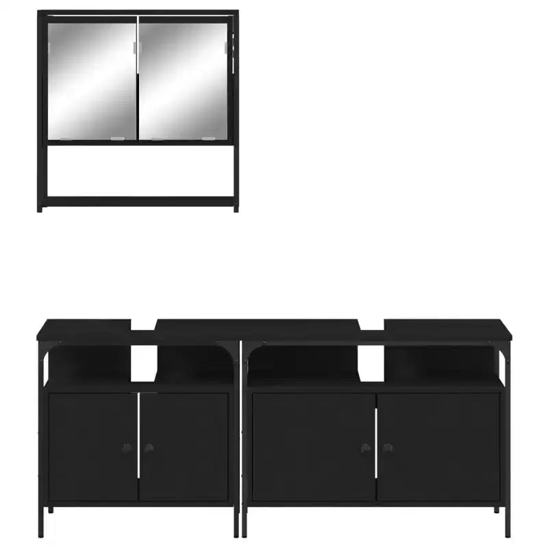 vidaXL Ensemble de meubles de salle de bain avec étagère 3 pcs Bois d'ingénierie Meuble de rangement