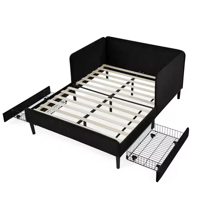 Lit de repos Bellemave avec 2 tiroirs de rangement sous le lit, canapé-lit réglable en velours pour salon et chambre à coucher