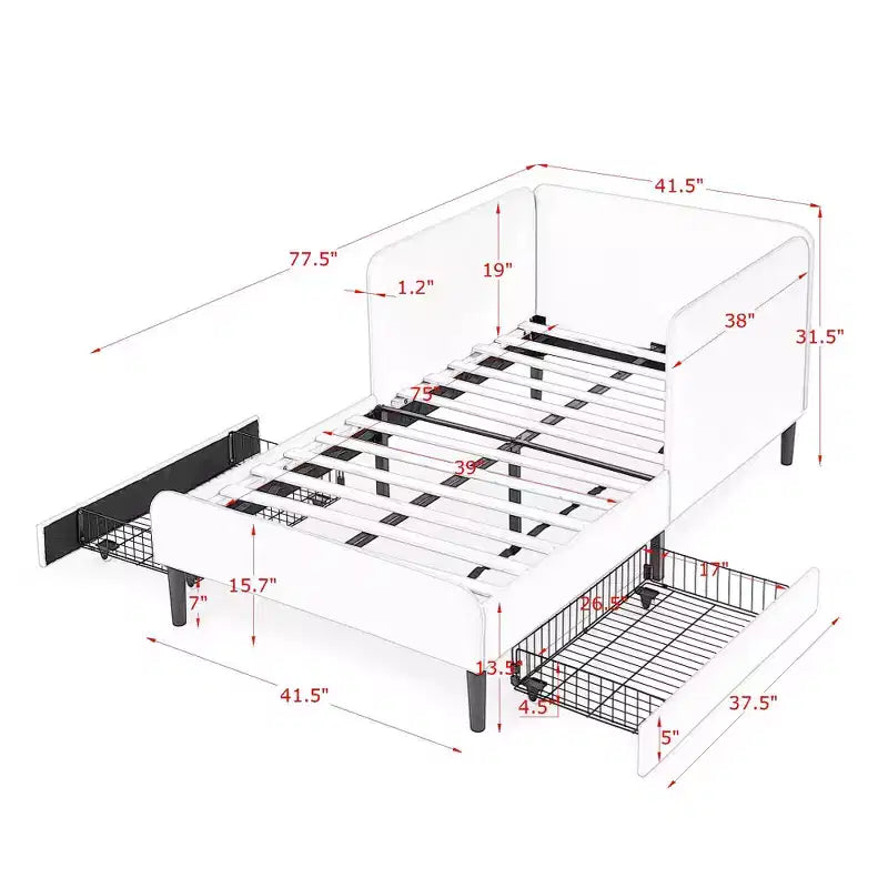Lit de repos Bellemave avec 2 tiroirs de rangement sous le lit, canapé-lit réglable en velours pour salon et chambre à coucher
