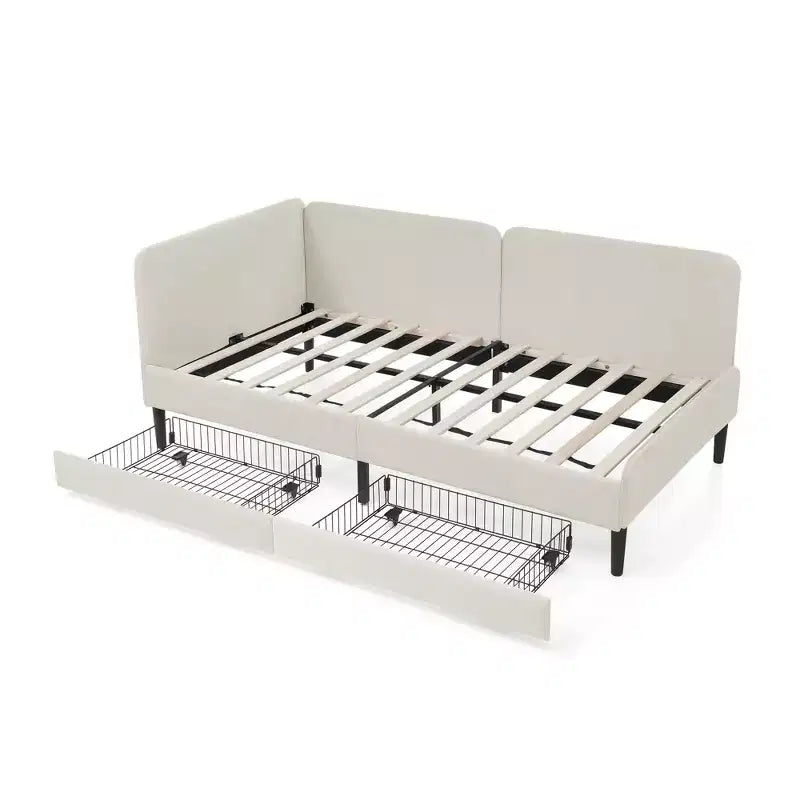 Lit de repos Bellemave avec 2 tiroirs de rangement sous le lit, canapé-lit réglable en velours pour salon et chambre à coucher