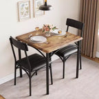 Ensemble de salle à manger 3 pièces, Table et 2 chaises rembourrées pour coins repas et petits espaces, Style vintage