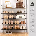 Porte-manteau ACOINEL avec banc, porte-manteau industriel et rangement à chaussures 5 niveaux, 5 crochets pouvant contenir 12 à 16 paires de chaussures pour entrée, couloir, vestibule