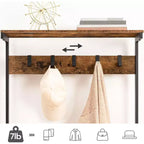 Porte-manteau ACOINEL avec banc, porte-manteau industriel et rangement à chaussures 5 niveaux, 5 crochets pouvant contenir 12 à 16 paires de chaussures pour entrée, couloir, vestibule